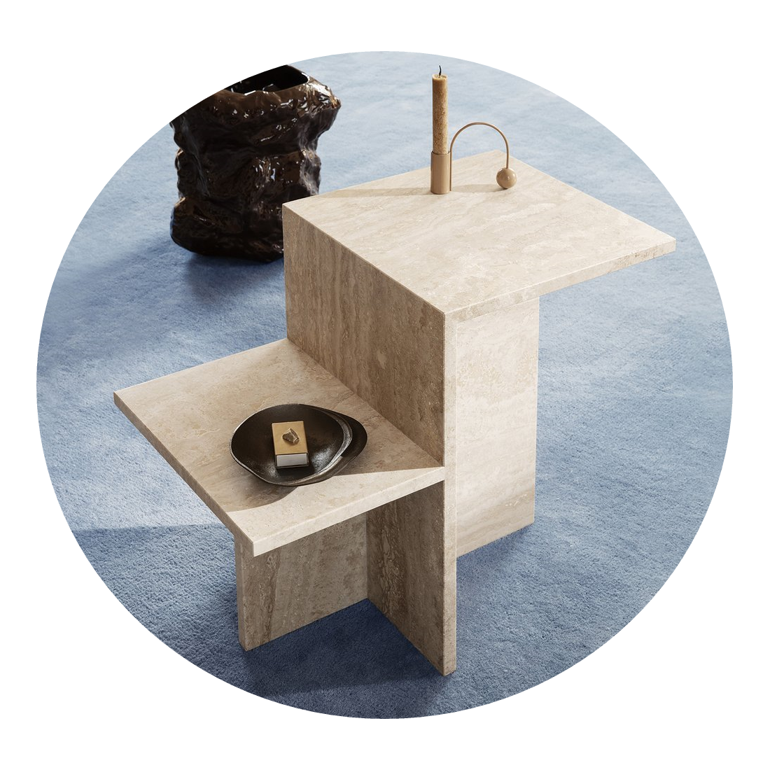 Distinct Side Table Travertine Ferm Living